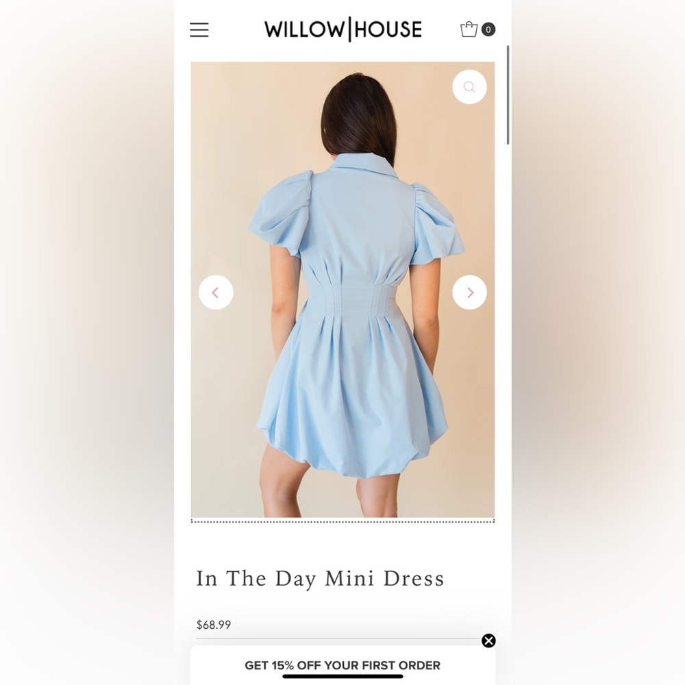 Olivaceous “In the Day” Mauvey Pink Puff Sleeve Mini Bubble Dress - Picture 12 of 14